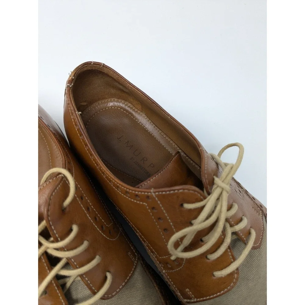 Sperry Wingtip Oxford STS10161 Tan Leather Linen Dress Shoes Mens‎ 10